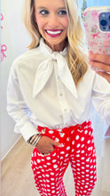 Red and White Polka Dot Barrel Jeans