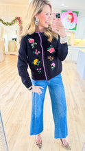Black Floral Embroidered Cardigan
