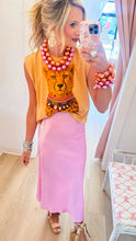 Pink Satin Midi Skirt
