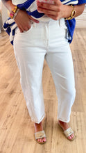White Risen Barrel Jeans