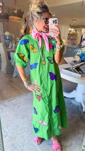 Queen of Sparkles Green Multi Butterfly Midi Dress