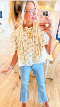 Ivory and Blue Floral Eyelet Detail Blouse
