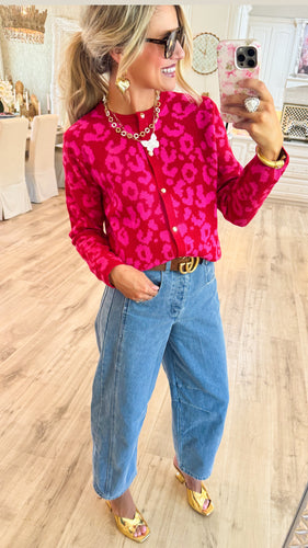 Pink Leopard Caridgan