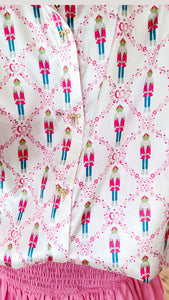 Pink Nutcracker Long Sleeve Button Up Top