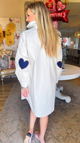 White Heart Patch Mini Dress