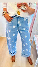 Denim Polka Dot Cuffed Barrel Jeans