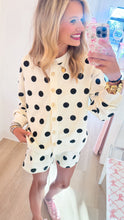 Cream and Black Polka Dot Terry Short Set