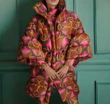 Orange Abstract Puff Coat