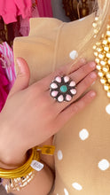 Pink Conch German Silver Cluster Ring