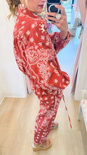 Red Paisley Print Bomber Jacket