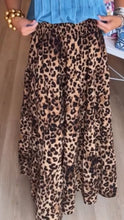 Leopard Tiered Midi Skirt