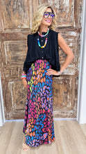 Multi Color Animal Print Satin Midi Skirt