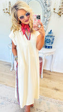 Oatmeal Contrast Stripe Midi Dress