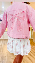 Pink Floral and Bow Patch Denim Jacket