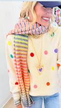 Cream and Rainbow Polka Dot Sweater