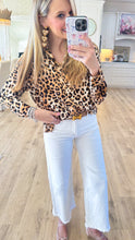 Brown Leopard Print Button Down Top