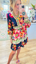 Navy Multi Floral Printed Mini Dress