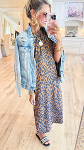 Leopard Short Sleeve Maxi Dress