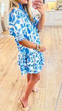 Light Blue Floral Drop Waist Dress