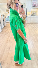 Kelly Green Flare Hem Midi Dress