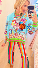 Queen of Sparkles Aqua Vintage Santa Sweatshirt
