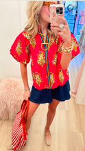 THML Pink Floral Print Puff Sleeve Top