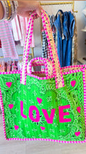 Green and Pink Love Tote Bag