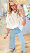 White Poplin Tie Front Top