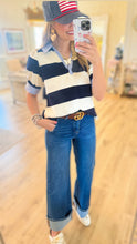 Navy Stripe Short Sleeve Top
