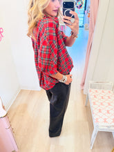 Red Plaid Dolman Sleeve Top
