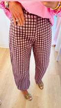 Pink and Brown Gingham Twill Barrel Pants