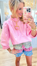 Pink Eyelet Accent Top
