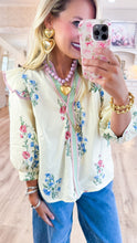 Cream Floral and Stripe Print Top