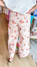 Powder Pink Mix Western Wide Leg Pants