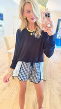 Black Bubble Hem Long Sleeve Top