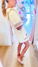Cream and Floral Embroidered Skort Set