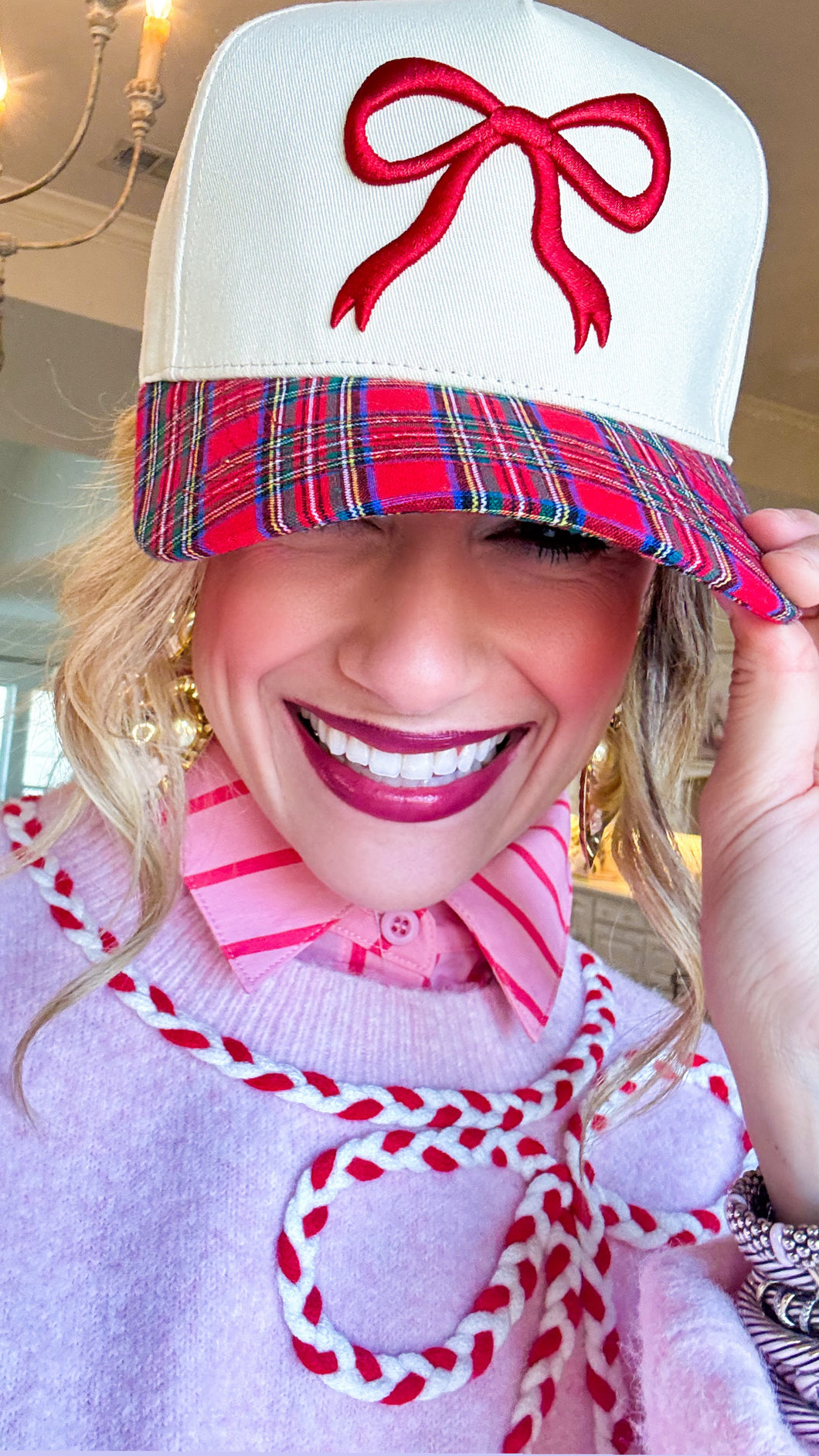Red Plaid Bow Trucker