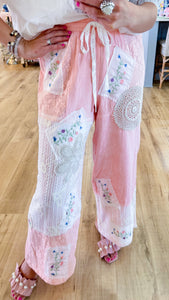 Pale Pink Patched Pants