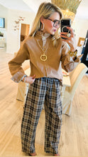 Brown Plaid Barrel Pants