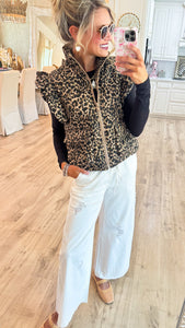 Leopard Ruffle Sleeve Vest
