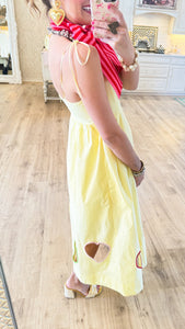 yellow heart cut out dress RESTOCK Yellow Heart Cut Out Midi Dress