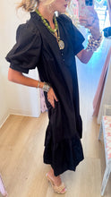 Black Puff Sleeve Midi Dress