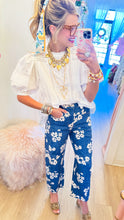 Denim Printed Barrel Leg Jeans