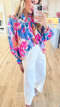 Berry Ice Printed Bubble Sleeve Top