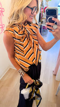 Mustard Stripe Sleeveless Neck Tie Top