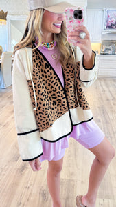 Oatmeal and Leopard Mix Match Jacket