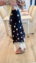 Black and White Polka Dot Lace Detail Midi Skirt