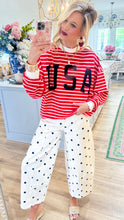 White and Navy Polka Dot Barrel Jeans