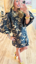 Black Gold Accent Jacquard Shift Dress