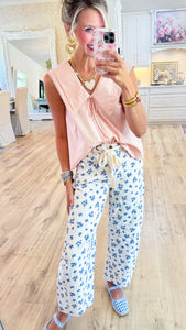 Light Pink Lace Trim Sleeveless Top
